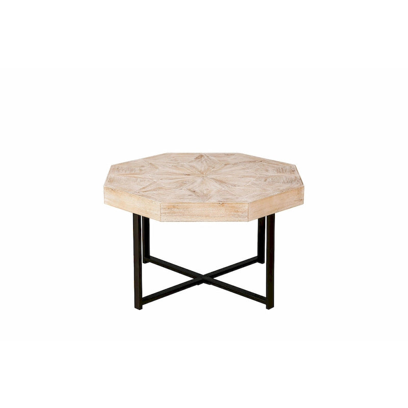 30-Inch Wood Octagonal Vintage Patchwork Coffee Table