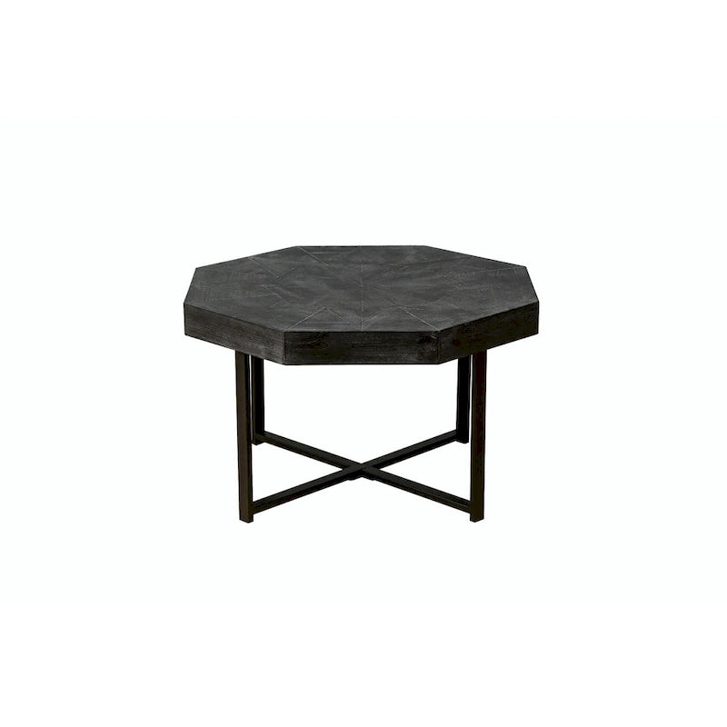 30-Inch Wood Octagonal Vintage Patchwork Coffee Table