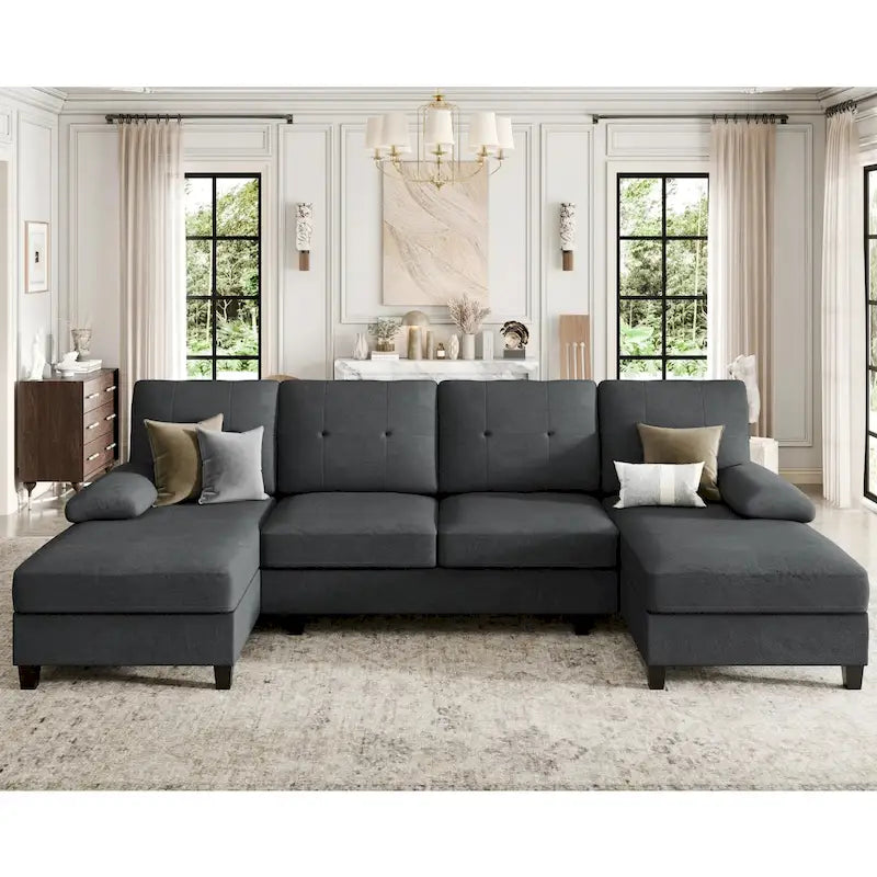 Futzca Sectional Sofa Couches for Living Room, 4 Seat U-Shaped Sofa