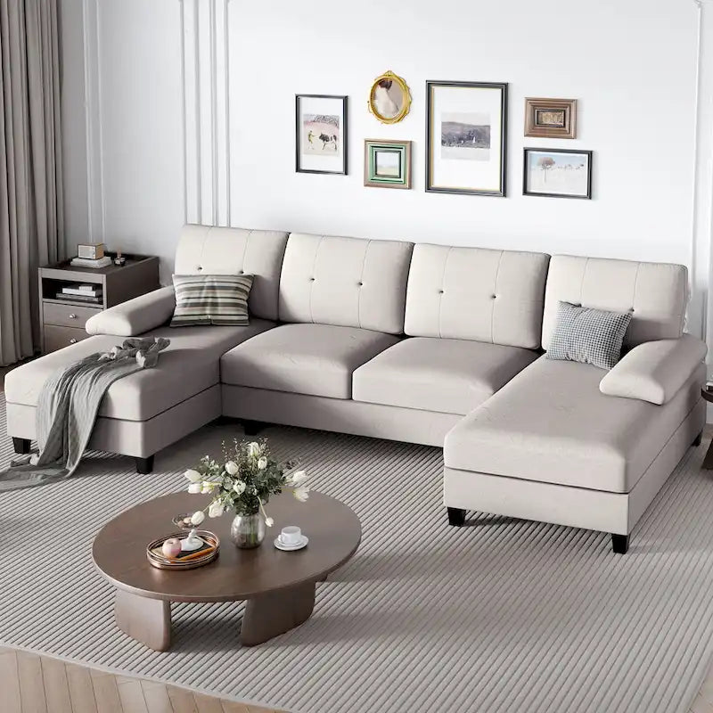 Futzca Sectional Sofa Couches for Living Room, 4 Seat U-Shaped Sofa
