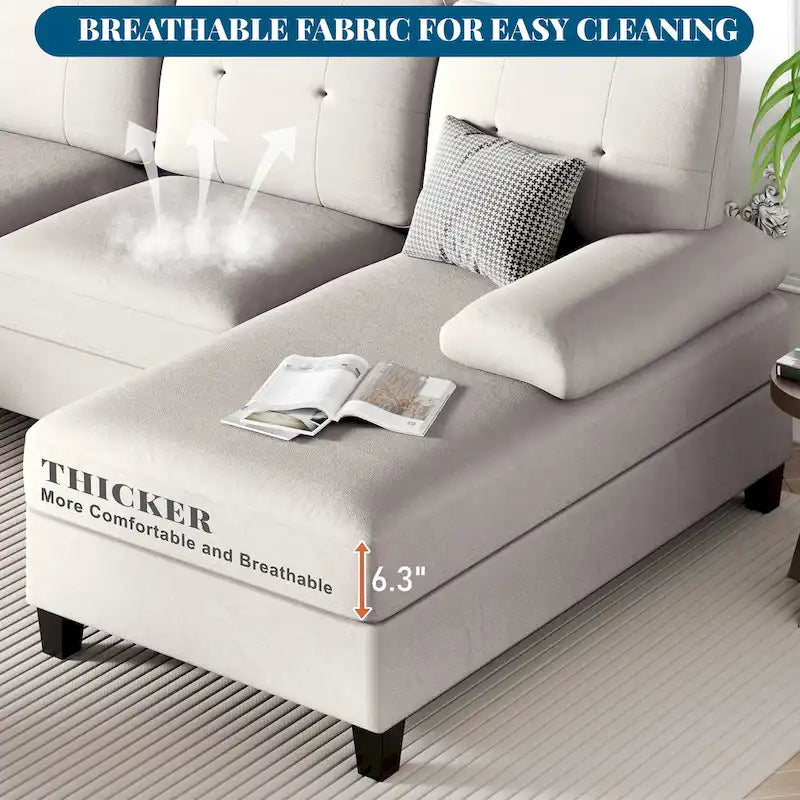 Futzca Sectional Sofa Couches for Living Room, 4 Seat U-Shaped Sofa