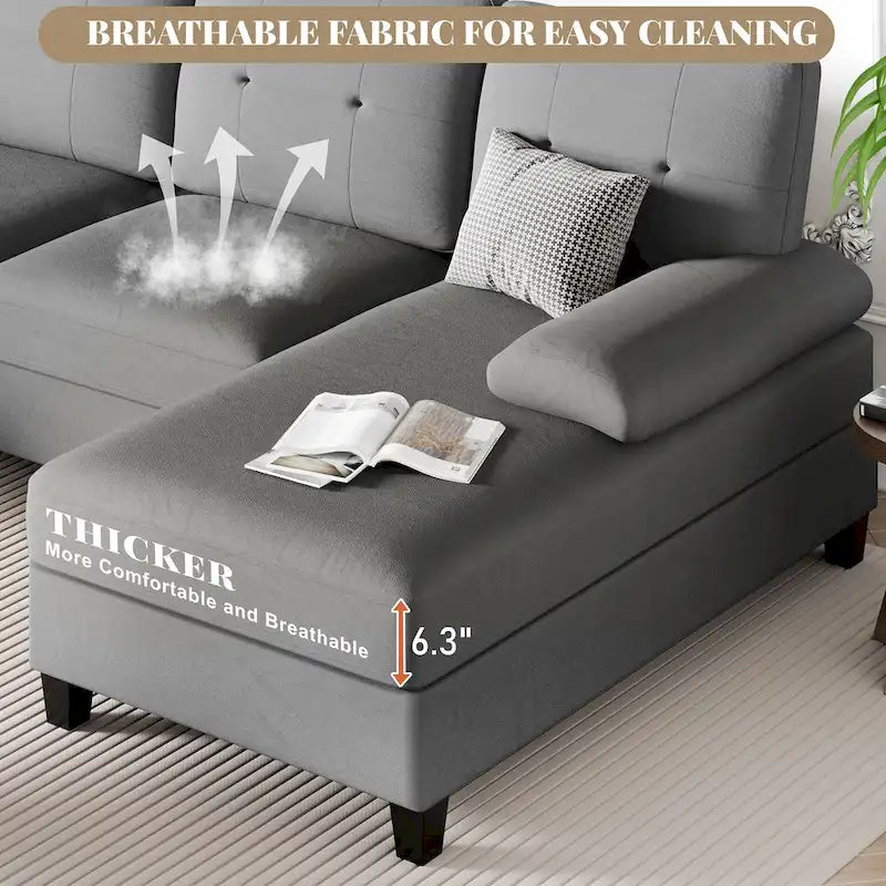 Futzca Sectional Sofa Couches for Living Room, 4 Seat U-Shaped Sofa