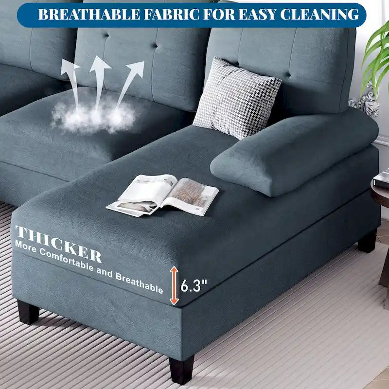 Futzca Sectional Sofa Couches for Living Room, 4 Seat U-Shaped Sofa