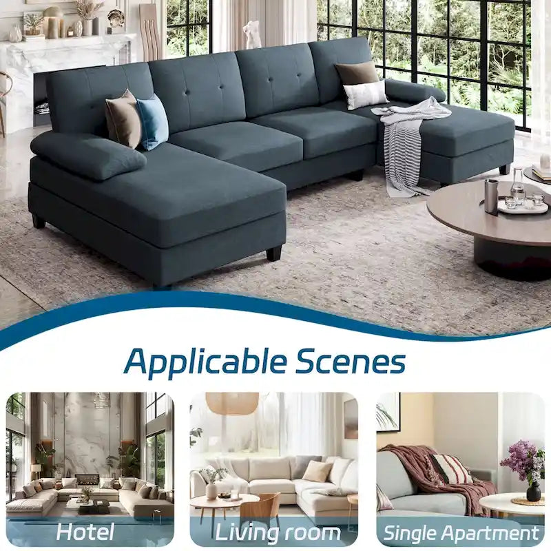 Futzca Sectional Sofa Couches for Living Room, 4 Seat U-Shaped Sofa