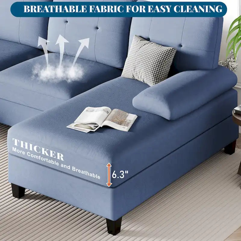 Futzca Sectional Sofa Couches for Living Room, 4 Seat U-Shaped Sofa