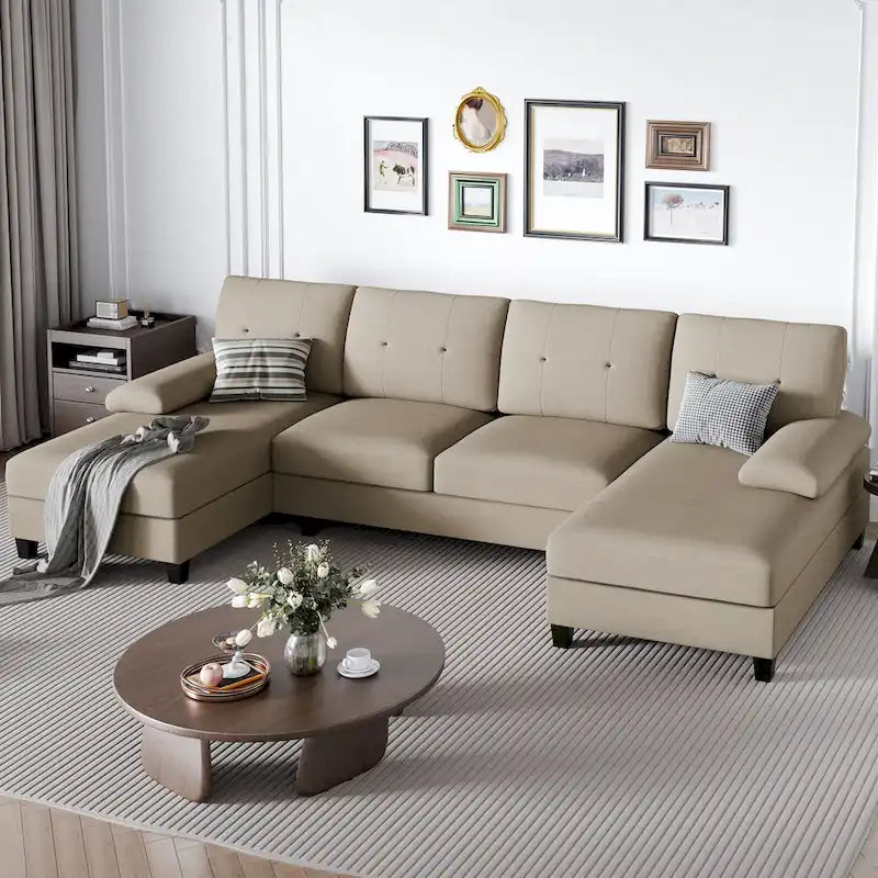 Futzca Sectional Sofa Couches for Living Room, 4 Seat U-Shaped Sofa