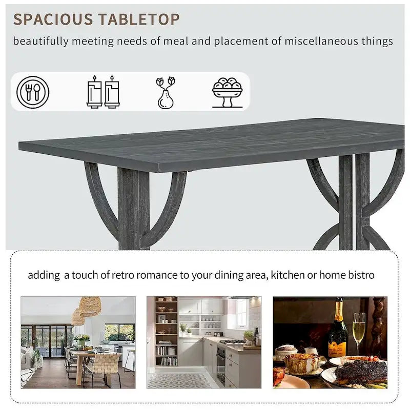 6 PCS Retro Rectangular Dining Table Set for 6