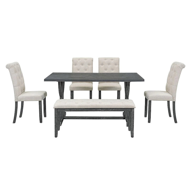 6 PCS Retro Rectangular Dining Table Set for 6
