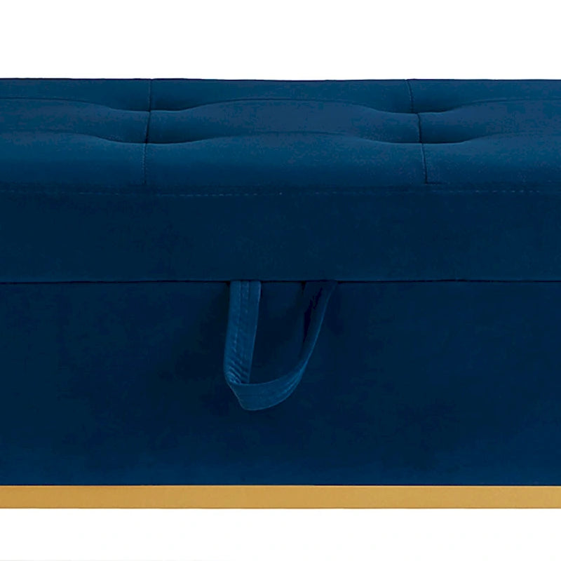 Modern Velvet Upholstered Storage Bench with Flip-Up Seat Top