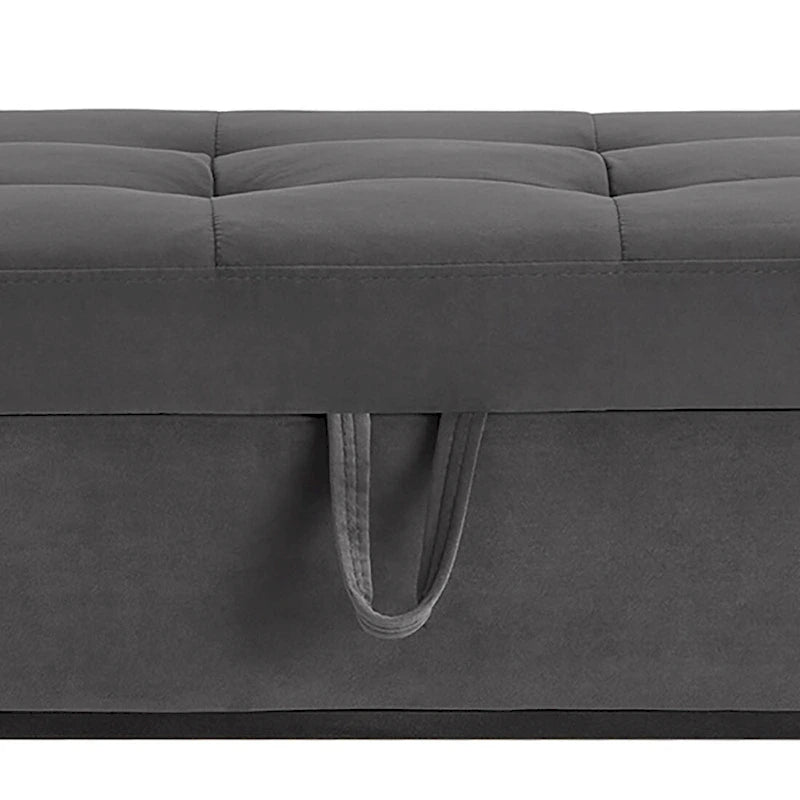 Modern Velvet Upholstered Storage Bench with Flip-Up Seat Top