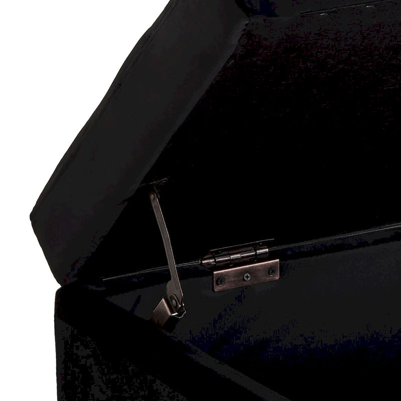 Modern Velvet Upholstered Storage Bench with Flip-Up Seat Top