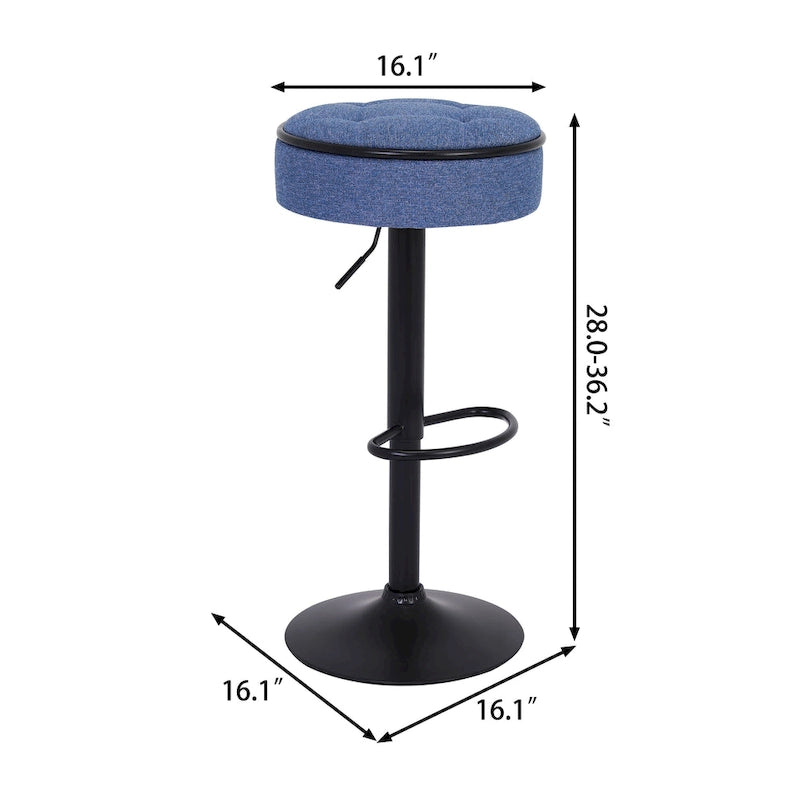 Modern PU Height Adjustable Swivel Bar Stool with Storage, Set of 2