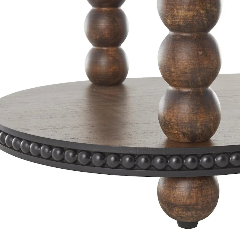 Wood Oval Spindle 1 Shelf Console Table with Beaded Edges - Brown - Roche River Decor