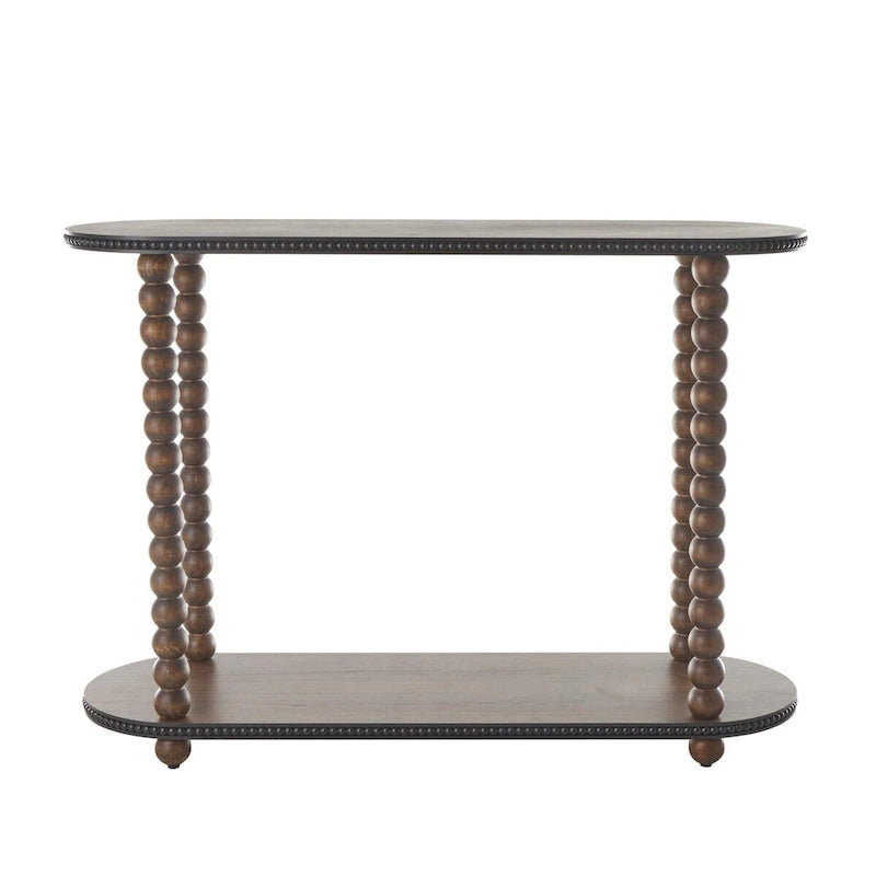 Wood Oval Spindle 1 Shelf Console Table with Beaded Edges - Brown - Roche River Decor