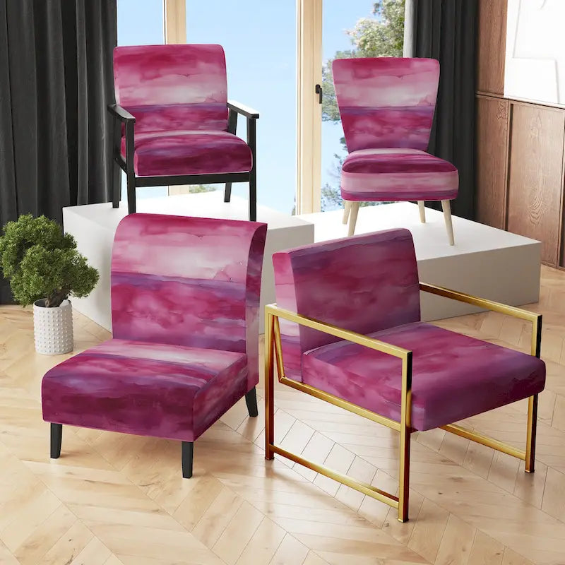 Designart Coast Blue Sea Waves Watercolour Upholstered Abstract Accent Chair - Modern Arm Chair For Bedroom