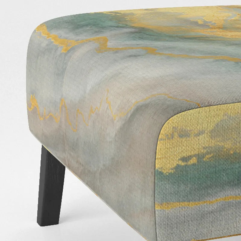 Designart Coast Blue Sea Waves Watercolour Upholstered Abstract Accent Chair - Modern Arm Chair For Bedroom