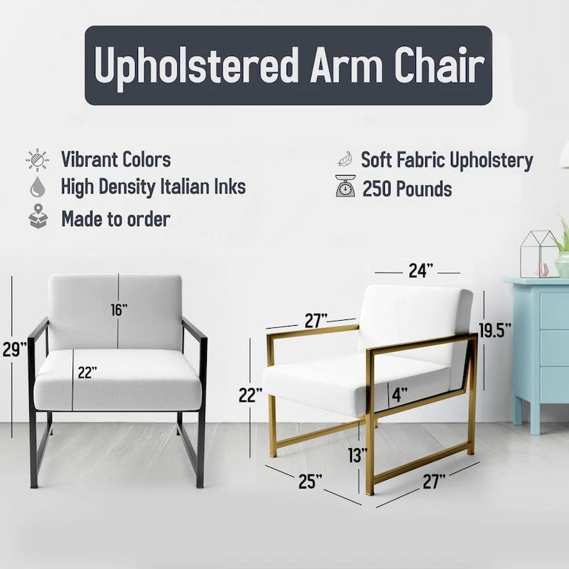 Designart Coast Blue Sea Waves Watercolour Upholstered Abstract Accent Chair - Modern Arm Chair For Bedroom