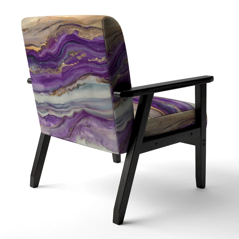 Designart Coast Blue Sea Waves Watercolour Upholstered Abstract Accent Chair - Modern Arm Chair For Bedroom