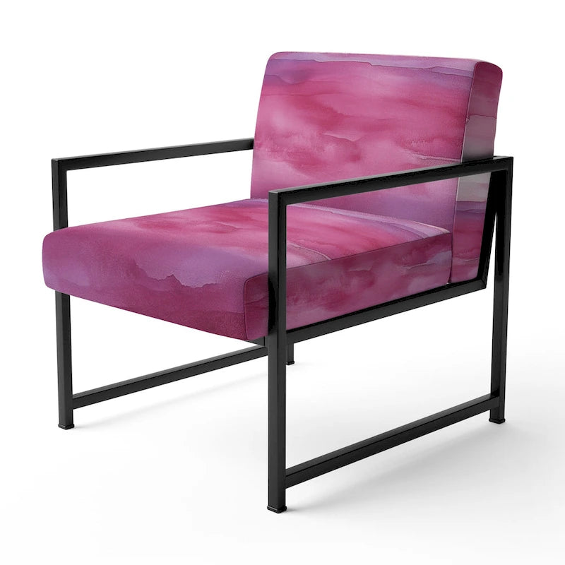 Designart Coast Blue Sea Waves Watercolour Upholstered Abstract Accent Chair - Modern Arm Chair For Bedroom