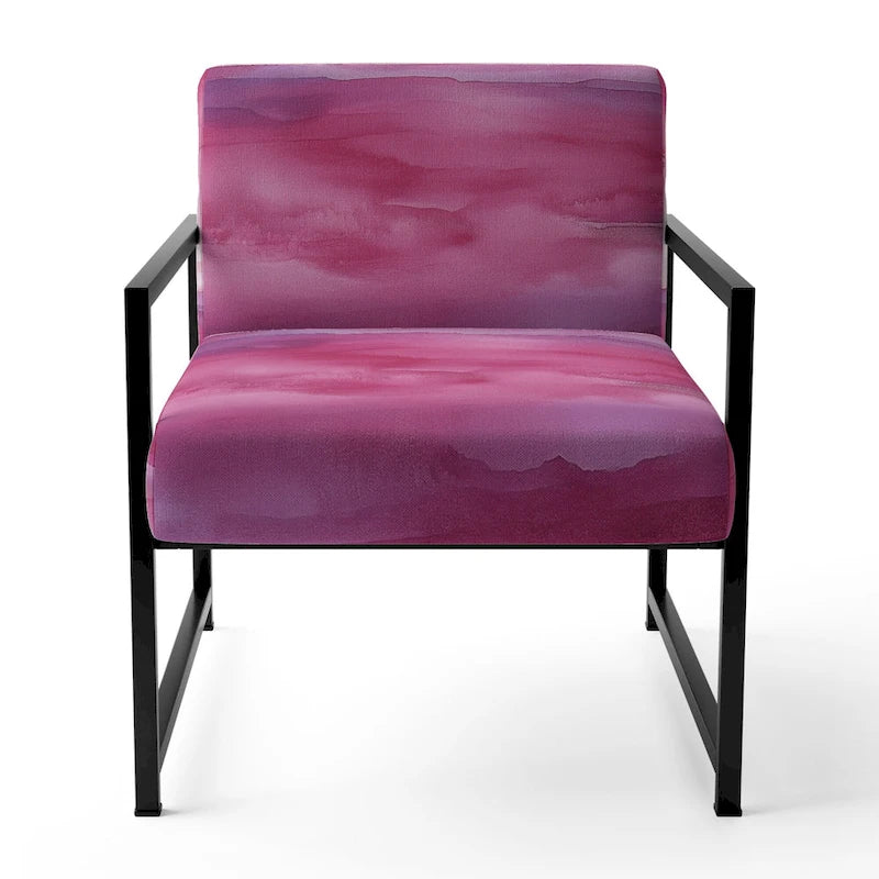 Designart Coast Blue Sea Waves Watercolour Upholstered Abstract Accent Chair - Modern Arm Chair For Bedroom