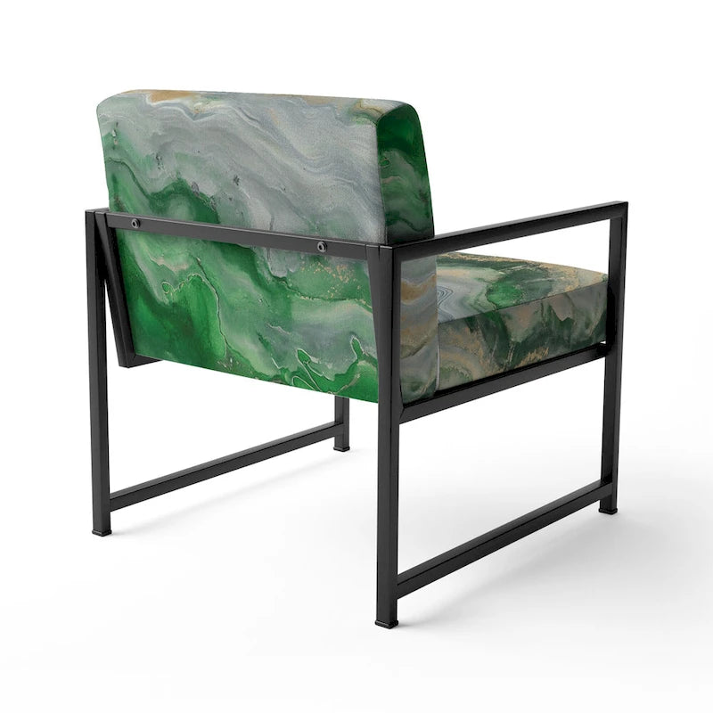 Designart Coast Blue Sea Waves Watercolour Upholstered Abstract Accent Chair - Modern Arm Chair For Bedroom