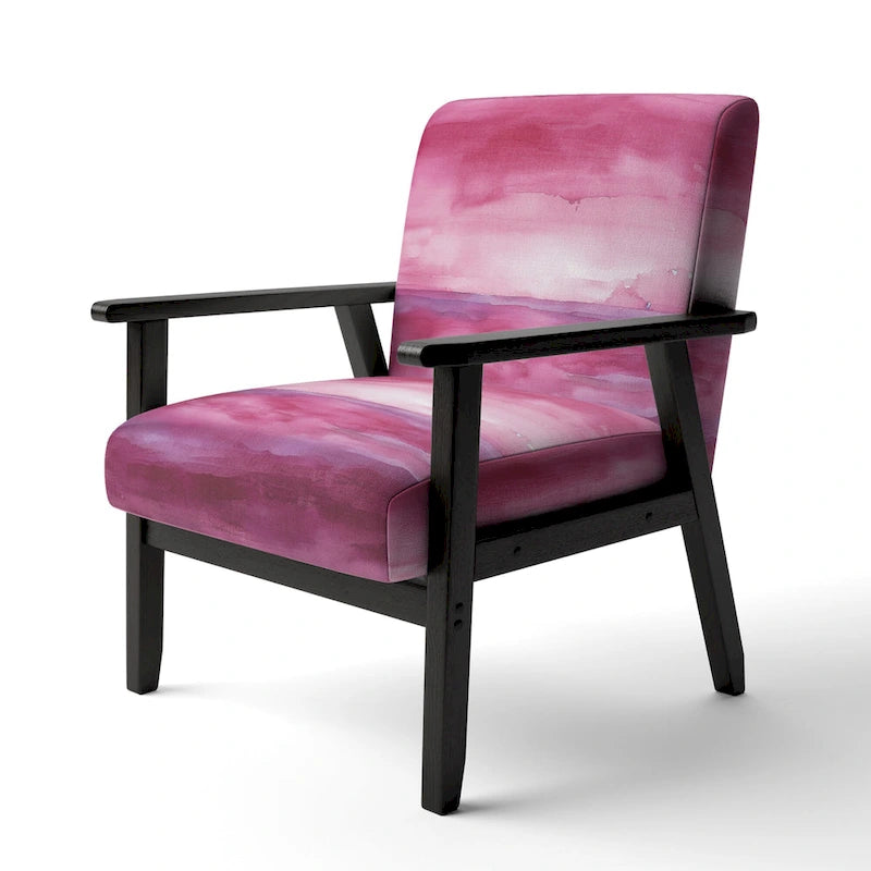 Designart Coast Blue Sea Waves Watercolour Upholstered Abstract Accent Chair - Modern Arm Chair For Bedroom