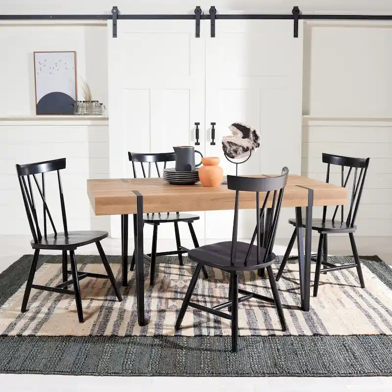 SAFAVIEH Asal Mid-Century Industrial Rustic Dining Room Table - 59.1 W x 35.4 L x 29.5 H - 59Wx35Dx30H