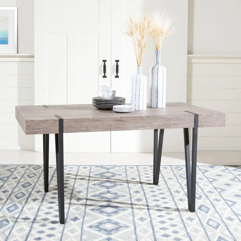 SAFAVIEH Asal Mid-Century Industrial Rustic Dining Room Table - 59.1 W x 35.4 L x 29.5 H - 59Wx35Dx30H