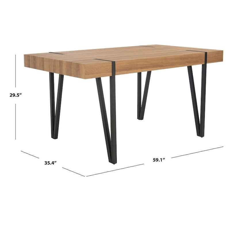 SAFAVIEH Asal Mid-Century Industrial Rustic Dining Room Table - 59.1 W x 35.4 L x 29.5 H - 59Wx35Dx30H