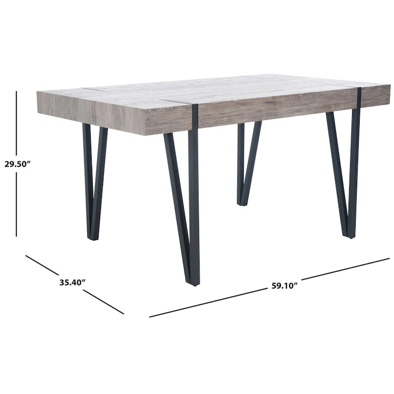 SAFAVIEH Asal Mid-Century Industrial Rustic Dining Room Table - 59.1 W x 35.4 L x 29.5 H - 59Wx35Dx30H