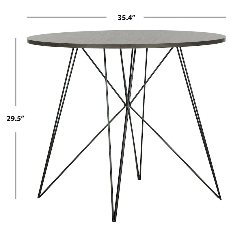 SAFAVIEH Zorana Dark Grey / Black Round Dining Table - 35.4 x 35.4 x 29.5 - 35Wx35Dx30H